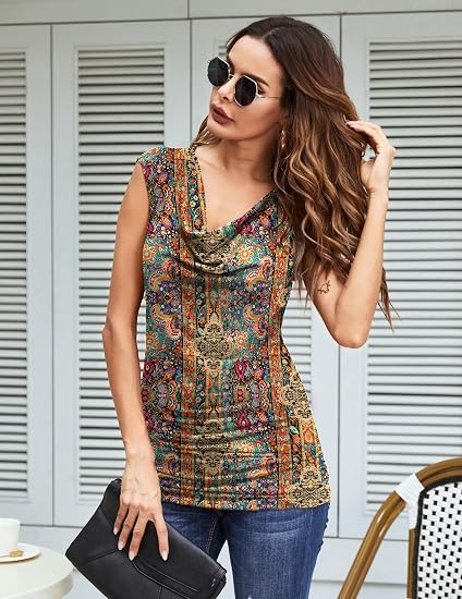 Ruched Sleeveless Dressy Tunic Top